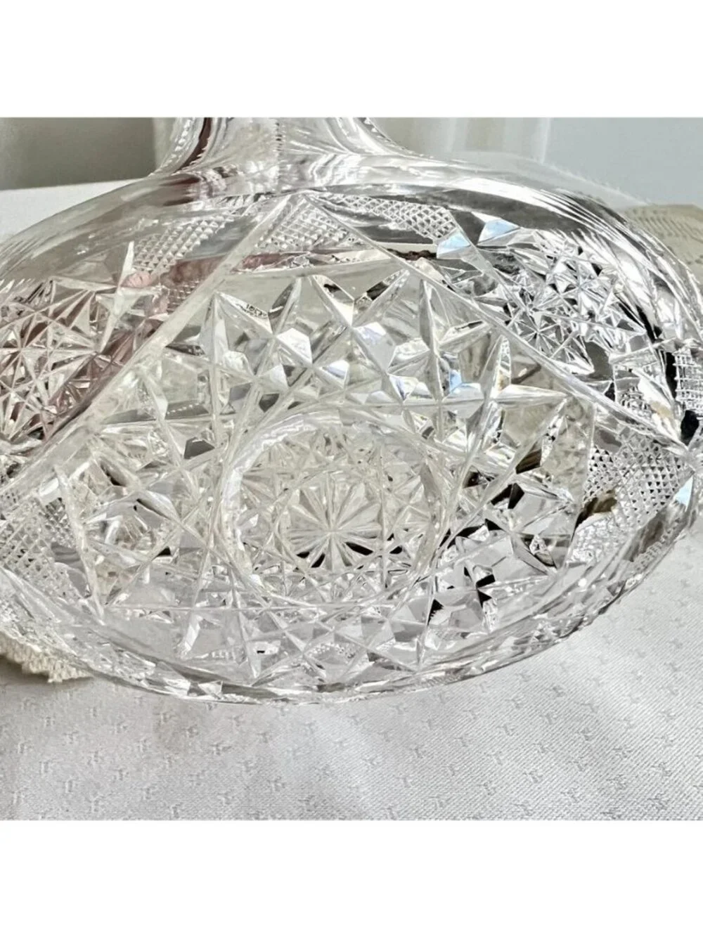 Vintage ABP Cut Glass Decanter Water Carafe Barware American Brilliant Design
